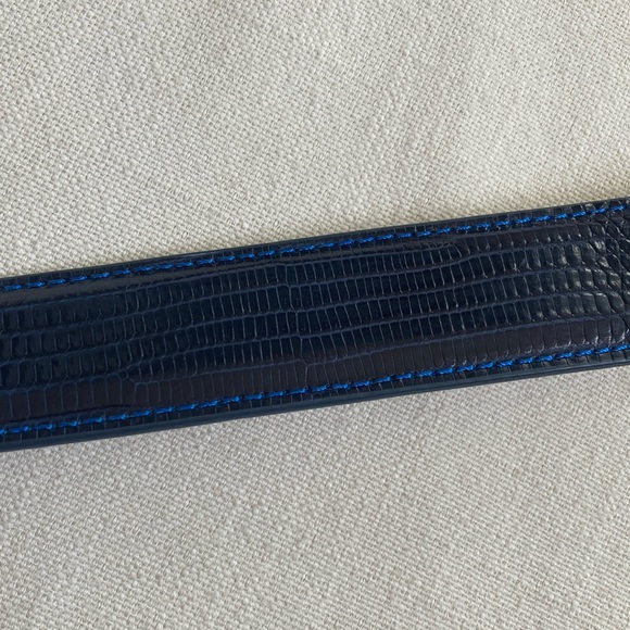 NWT | LINKS & KINGS | Exotic Lizard Luxury Belt in Navy - Picture 13 of 16